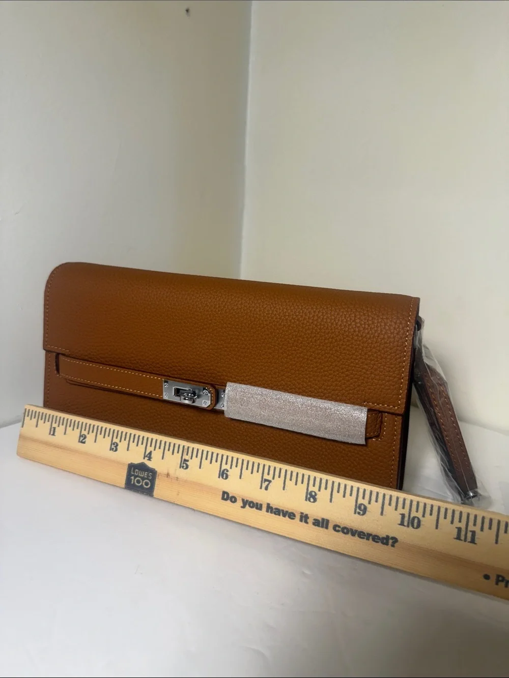 Textured Tan Leather Shoulder Bag with Silver-Tone Hardware